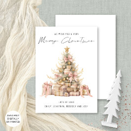 ヴィンテージ予測できなバラ金ゴールドツリーメリークリスマス シーズンカード