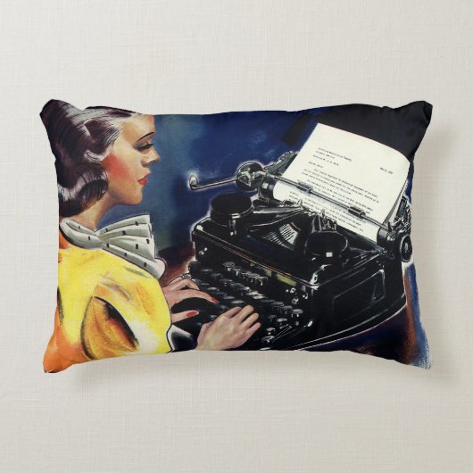 ヴィンテージ事務局長タイピングレター アクセントクッション (正面)