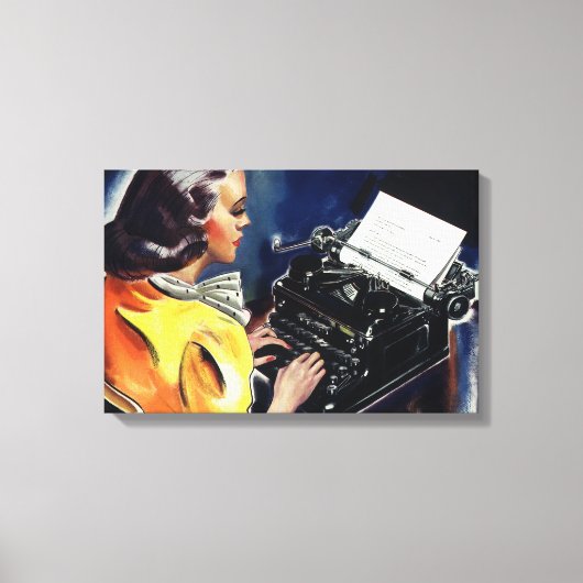 ヴィンテージ事務局長タイピングレター キャンバスプリント (正面)