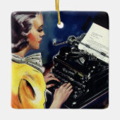 ヴィンテージ事務局長タイピングレター セラミックオーナメント (正面)
