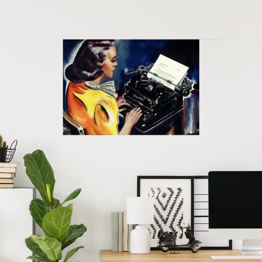 ヴィンテージ事務局長タイピングレター ポスター (ホームオフィス)