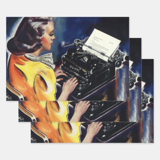 ヴィンテージ事務局長タイピングレター ラッピングペーパーシート (セット)