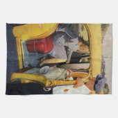 ヴィンテージ事業、タクシー運転女性乗客 キッチンタオル (横)