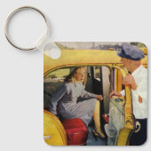 ヴィンテージ事業、タクシー運転女性乗客 キーホルダー (正面)