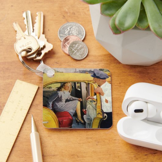 ヴィンテージ事業、タクシー運転女性乗客 キーホルダー (デスク)