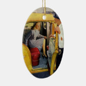 ヴィンテージ事業、タクシー運転女性乗客 セラミックオーナメント (右)