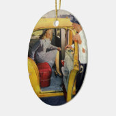 ヴィンテージ事業、タクシー運転女性乗客 セラミックオーナメント (左)