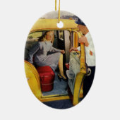 ヴィンテージ事業、タクシー運転女性乗客 セラミックオーナメント (裏面)