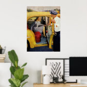 ヴィンテージ事業、タクシー運転女性乗客 ポスター (ホームオフィス)