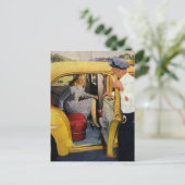 ヴィンテージ事業、タクシー運転女性乗客 ポストカード (スタンド正面)