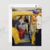 ヴィンテージ事業、タクシー運転女性乗客 ポストカード (正面/裏面)