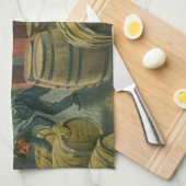 ヴィンテージ事業、ワイン醸造コーキングワイン樽 キッチンタオル (四つ折り)