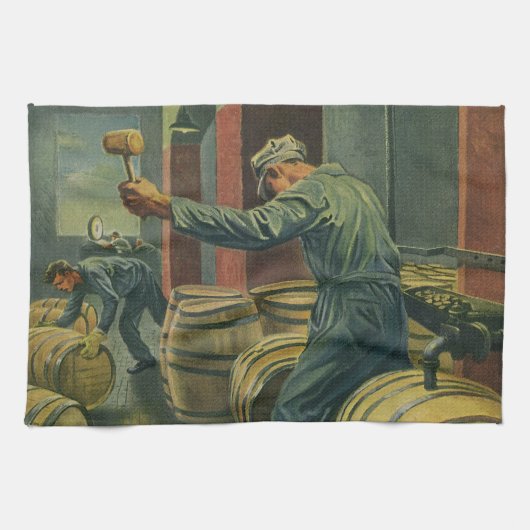 ヴィンテージ事業、ワイン醸造コーキングワイン樽 キッチンタオル (横)