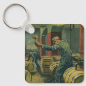 ヴィンテージ事業、ワイン醸造コーキングワイン樽 キーホルダー (正面)