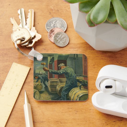 ヴィンテージ事業、ワイン醸造コーキングワイン樽 キーホルダー (デスク)