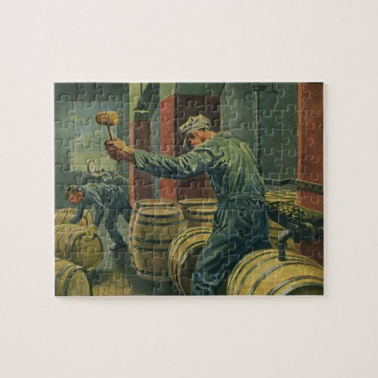 ヴィンテージ事業、ワイン醸造コーキングワイン樽 ジグソーパズル (横)