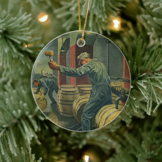 ヴィンテージ事業、ワイン醸造コーキングワイン樽 セラミックオーナメント (ツリー)