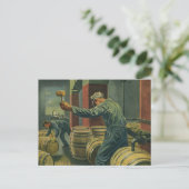 ヴィンテージ事業、ワイン醸造コーキングワイン樽 ポストカード (スタンド正面)