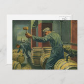 ヴィンテージ事業、ワイン醸造コーキングワイン樽 ポストカード (正面/裏面)