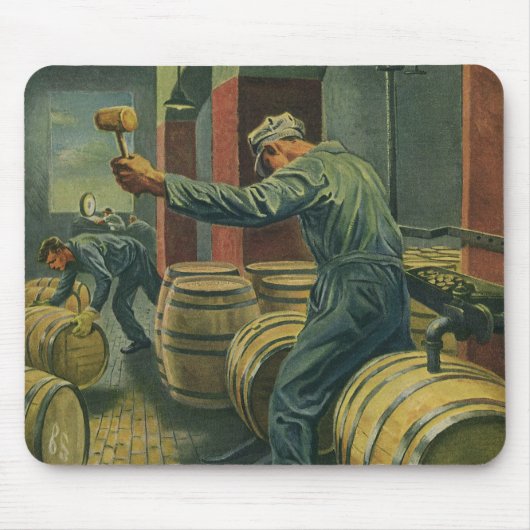 ヴィンテージ事業、ワイン醸造コーキングワイン樽 マウスパッド (正面)
