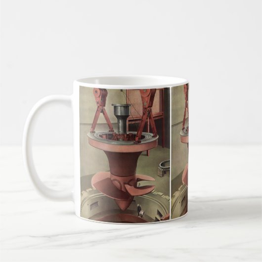 ヴィンテージ事業、大水車エネルギー コーヒーマグカップ (左)
