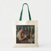 ヴィンテージ事業、支払電話の修理担当者 トートバッグ (正面)