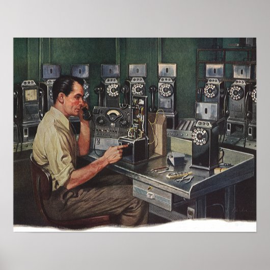 ヴィンテージ事業、支払電話の修理担当者 ポスター (正面)