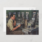 ヴィンテージ事業、支払電話の修理担当者 ポストカード (正面/裏面)