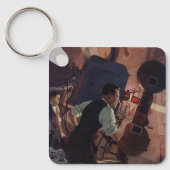 ヴィンテージ事業、映画館の映写技師 キーホルダー (正面)