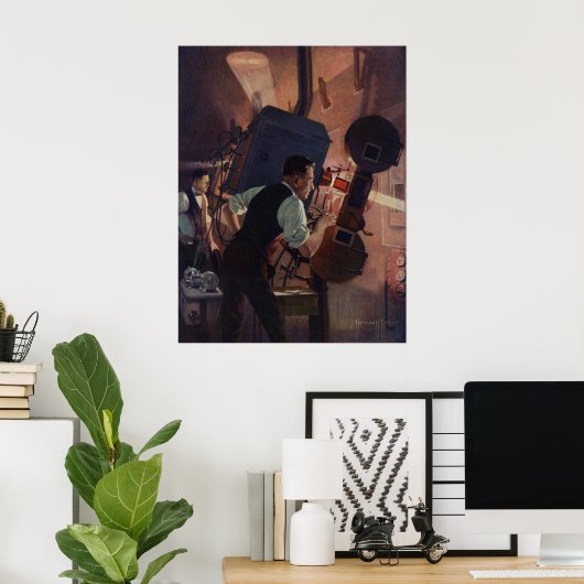 ヴィンテージ事業、映画館の映写技師 ポスター (ホームオフィス)