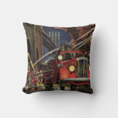 ヴィンテージ事業、消防士、消防士の消防車 クッション (正面)
