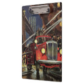 ヴィンテージ事業、消防士、消防士の消防車 クリップボード (左)