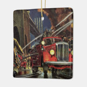 ヴィンテージ事業、消防士、消防士の消防車 セラミックオーナメント (左)