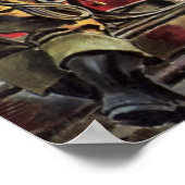 ヴィンテージ事業、消防士、消防士の消防車 ポスター (角)