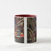 ヴィンテージ事業、消防士、消防士の消防車 マグカップ (中央)