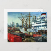 ヴィンテージ事業、着航貨物船運送 ポストカード (正面/裏面)