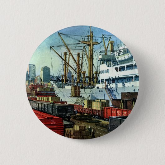 ヴィンテージ事業、着航貨物船運送 缶バッジ (正面)