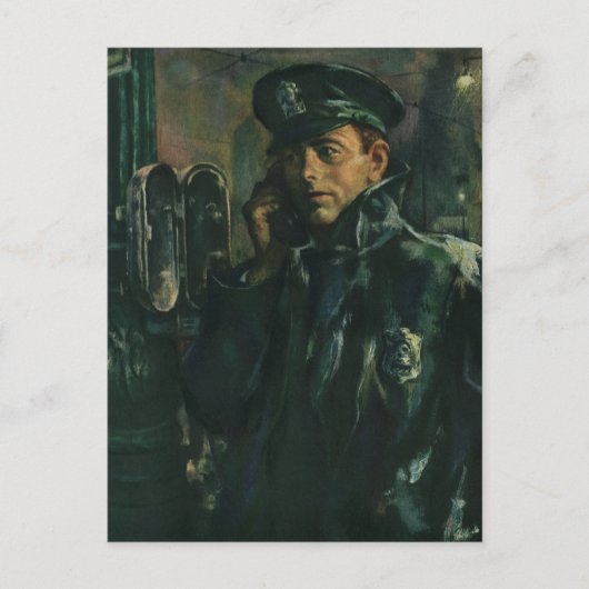 ヴィンテージ事業，緊急電話警官 ポストカード (正面)