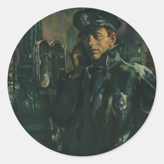 ヴィンテージ事業，緊急電話警官 ラウンドシール (正面)