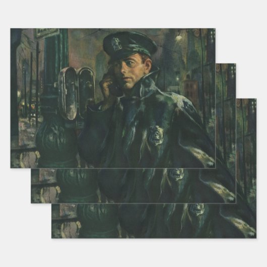 ヴィンテージ事業，緊急電話警官 ラッピングペーパーシート (セット)