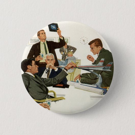 ヴィンテージ事業、航空会社役員会議 缶バッジ (正面)