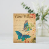 ヴィンテージ二蝶フローラフランスの花 ポストカード (スタンド正面)