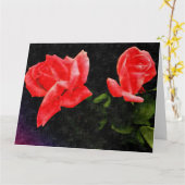 ヴィンテージ二重様式化バラ カード (黄色い花)