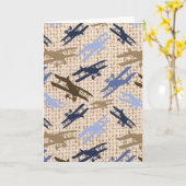 ヴィンテージ二面バーラッププリント機飛行機パターン カード (黄色い花)