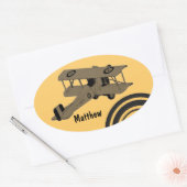 ヴィンテージ二面玩具シール 楕円形シール (封筒)