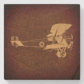 ヴィンテージ二面飛行機アンティーク飛行機地図 ストーンコースター (正面)