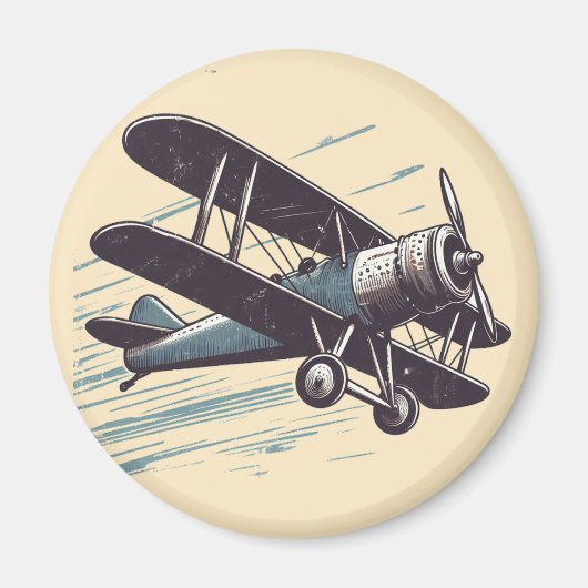 ヴィンテージ二面飛行機 マグネット (正面)