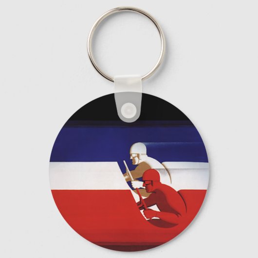 ヴィンテージ交通、愛国的なレーシングカー キーホルダー (正面)