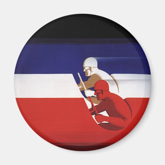 ヴィンテージ交通、愛国的なレーシングカー マグネット (正面)