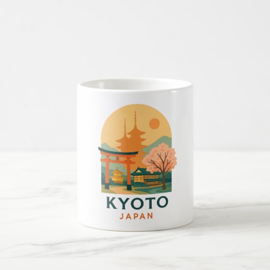 ヴィンテージ京都日本ミニマリスト旅行エレガント コーヒーマグカップ (中央)